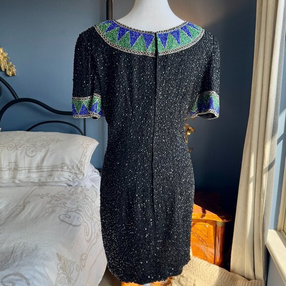 80s Vintage Niteline by Della Roufogali Beaded Sequin Mini Dress - Picture 5 of 16